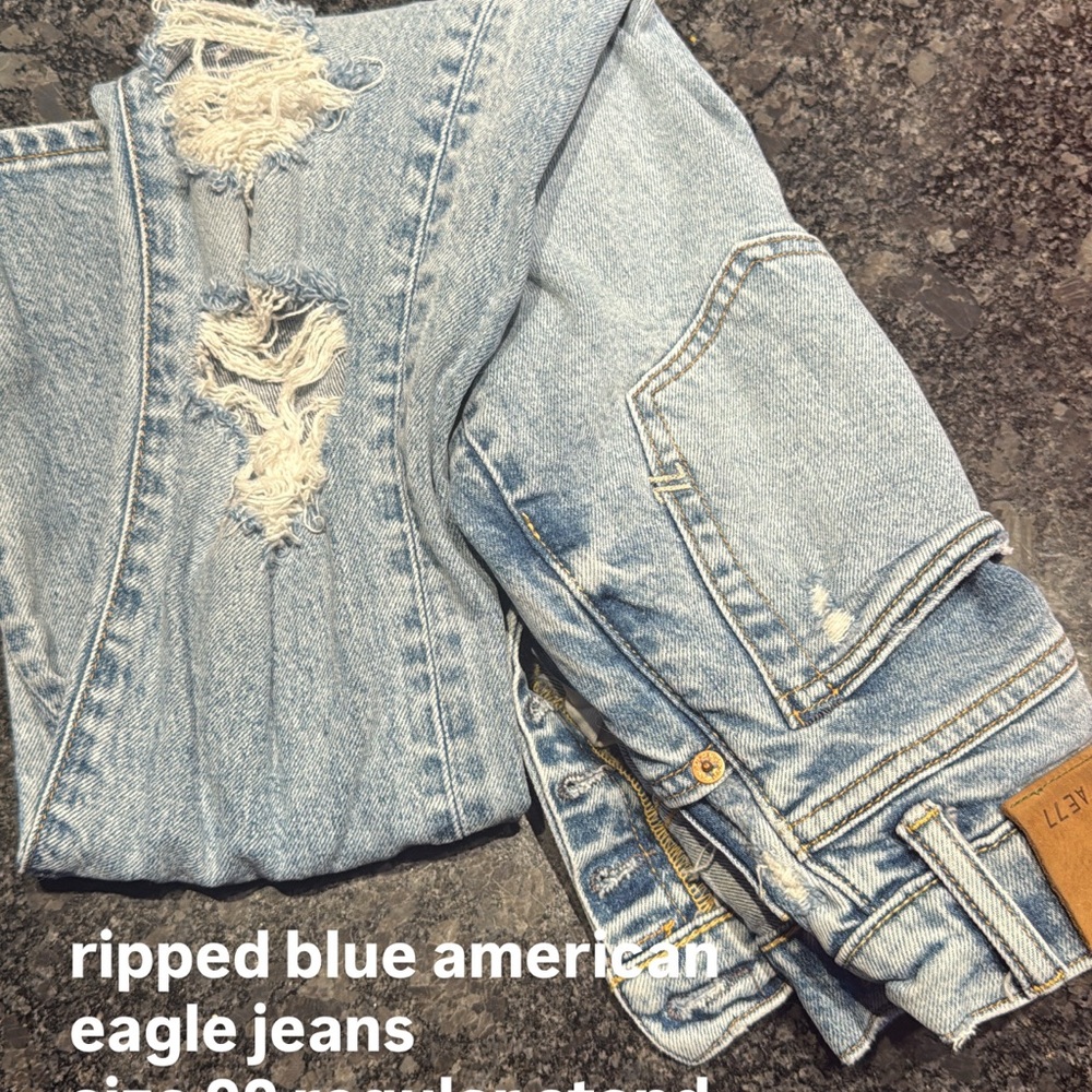 American Eagle Outfitters Light Blue Ripped Skinny Jeans
